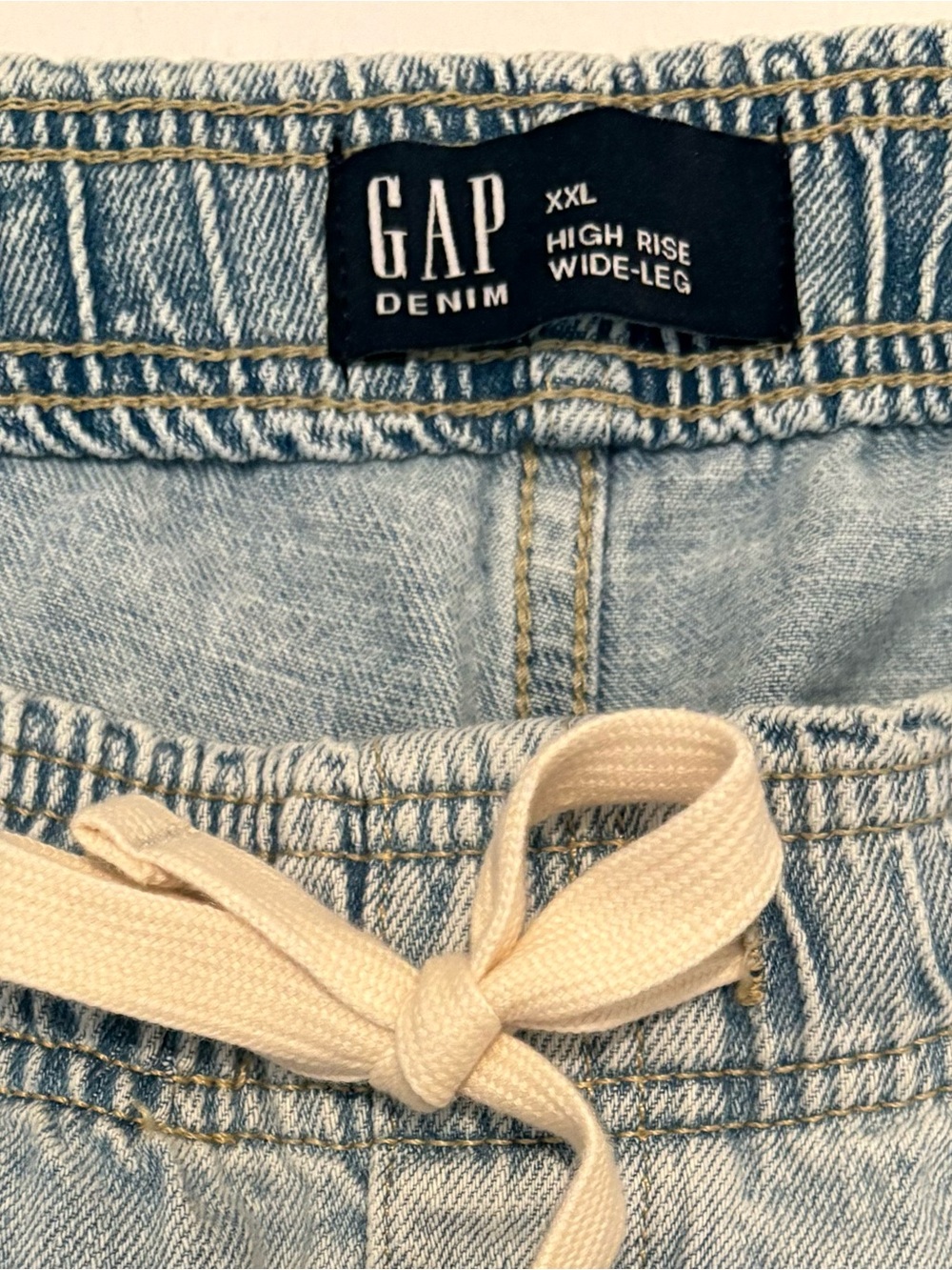 Gap Women’s High Rise Pull-On Wide-Leg Jeans Light Wash Size XXL - Picture 5 of 8